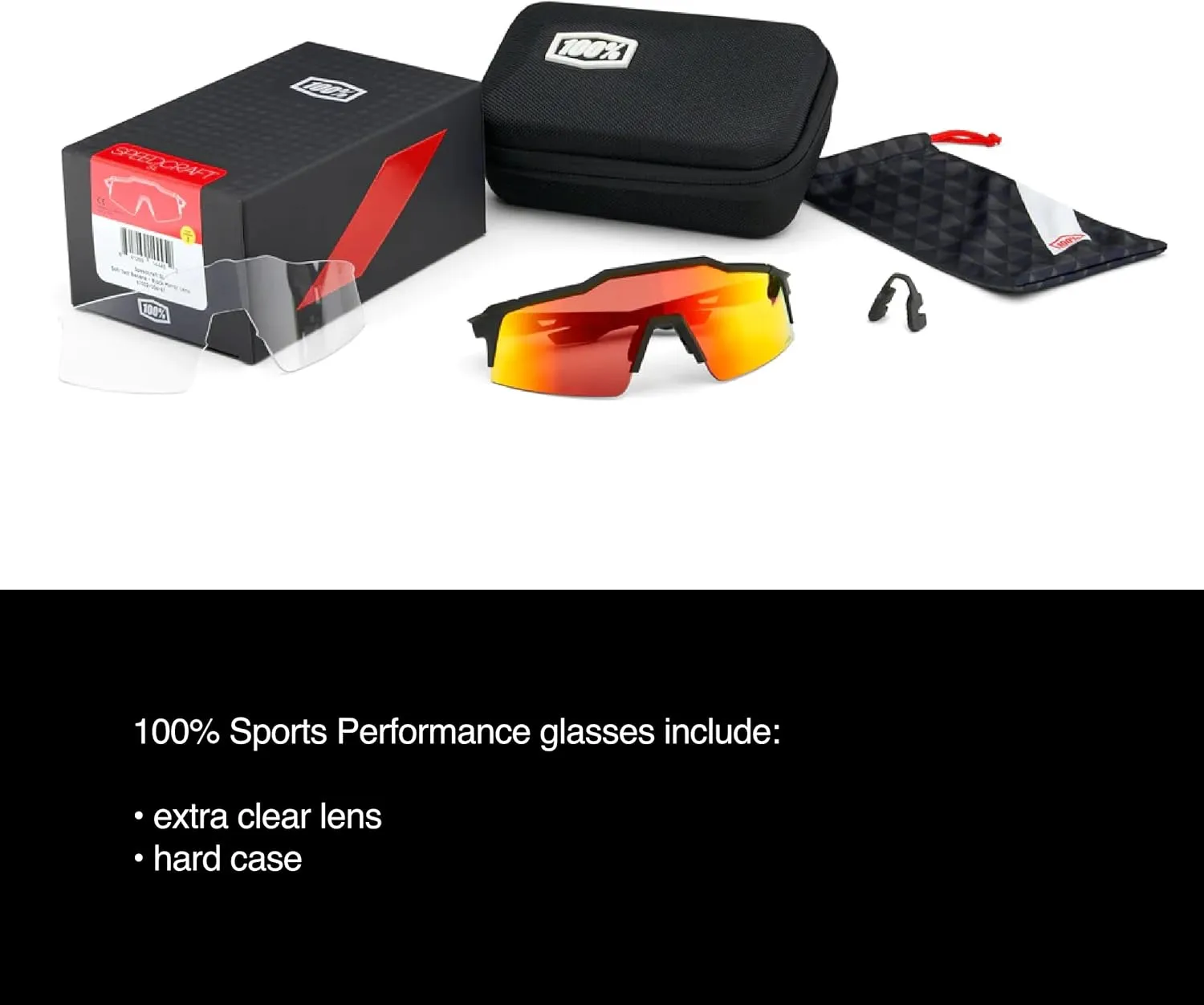 100% HYPERCRAFT Sport Performance Frameless Sunglasses (Gloss Black - Photochromic Lens)