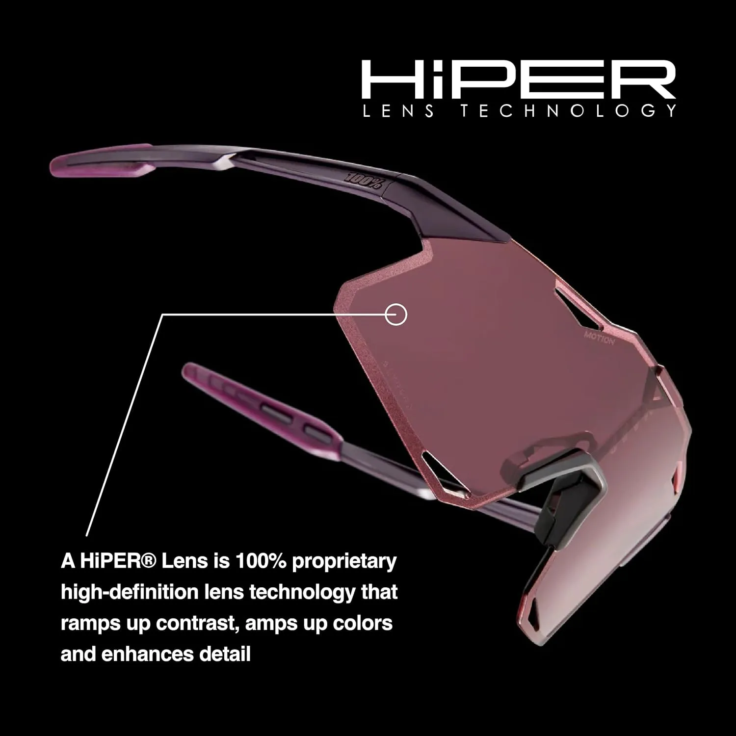 100% HYPERCRAFT Sport Performance Frameless Sunglasses (Gloss Black - Photochromic Lens)