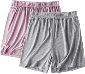 2PC Shorts of Women Summer Casual Solid Color Elastic Waist Short Loose Plus Size Home Sleepers Sports Outwear Pants