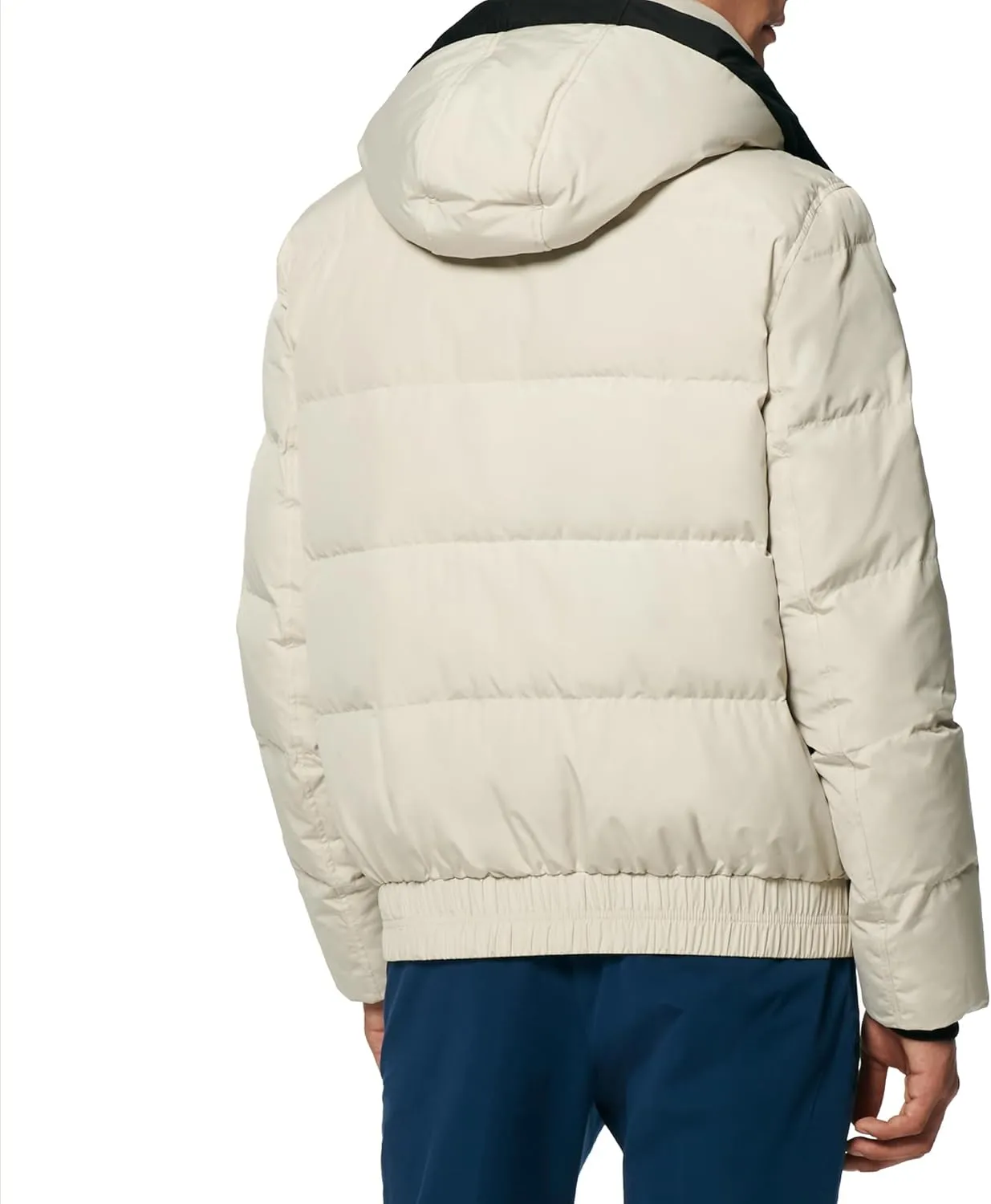 Andrew Marc Men's Short Quilted Inner Bib Attached Down Fill Phoenix Down Bomber Hybrid