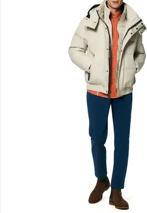 Andrew Marc Men's Short Quilted Inner Bib Attached Down Fill Phoenix Down Bomber Hybrid