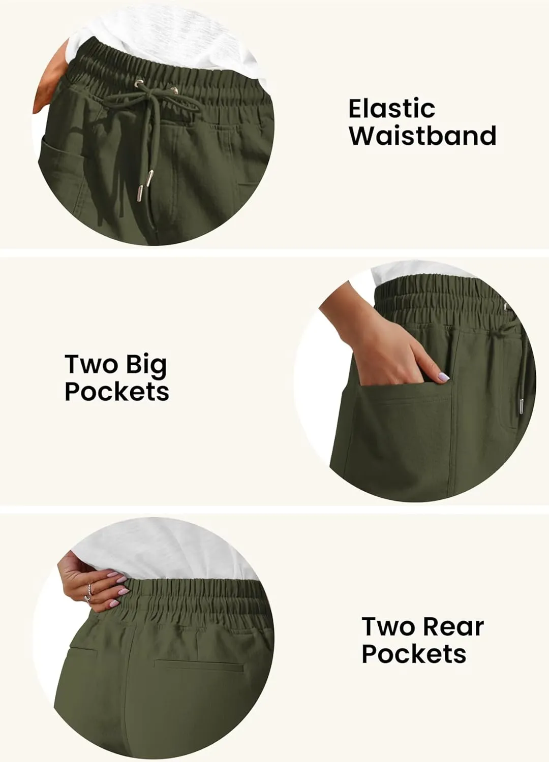 ANFTFH Womens Casual Shorts Summer Drawstring Elastic Waist Comfy Shorts with Pockets