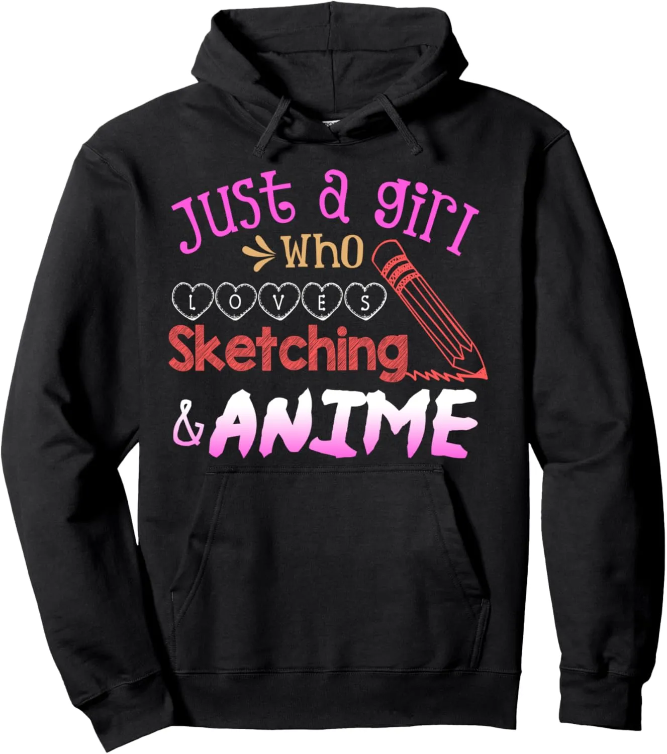 Anime Graphic Tee Anime and Sketching Shirt Girl Loves Anime Pullover Hoodie