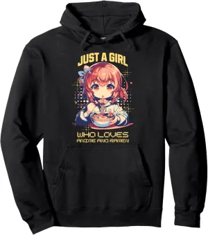 Anime Ramen Girl Graphic T for Anime Fans Pullover Hoodie