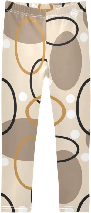 Aslsiy Abstract Ellipses Girls Leggings Brown Toddler Stretch Tights Pants