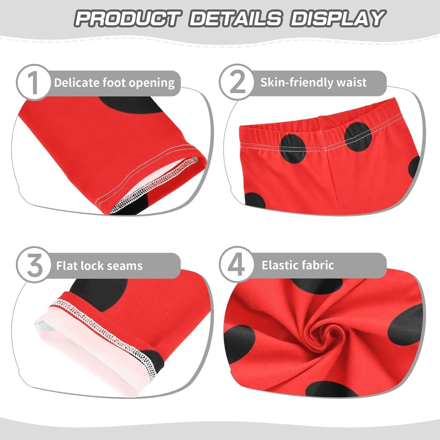 Aslsiy Black Polka Dots Girls Leggings Red Toddler Stretch Tights Pants