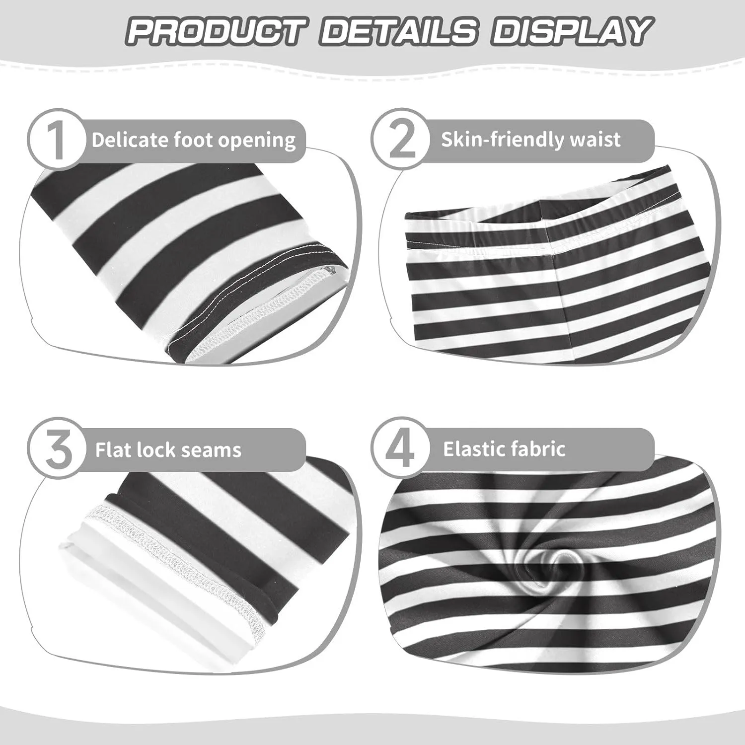 Aslsiy Classic Black White Stripe Girls Leggings Toddler Stretch Tights Pants