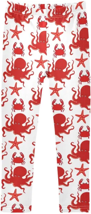Aslsiy Girls Leggings Cute Crab Octopus Starfish Toddler Stretch Tights Pants