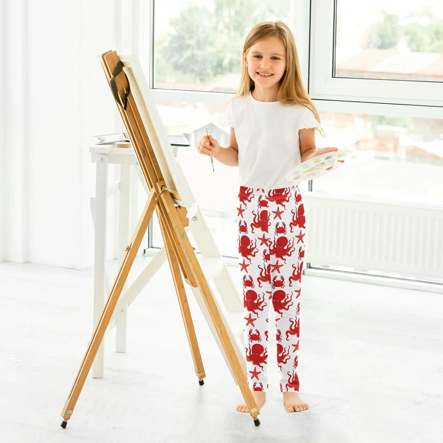 Aslsiy Girls Leggings Cute Crab Octopus Starfish Toddler Stretch Tights Pants