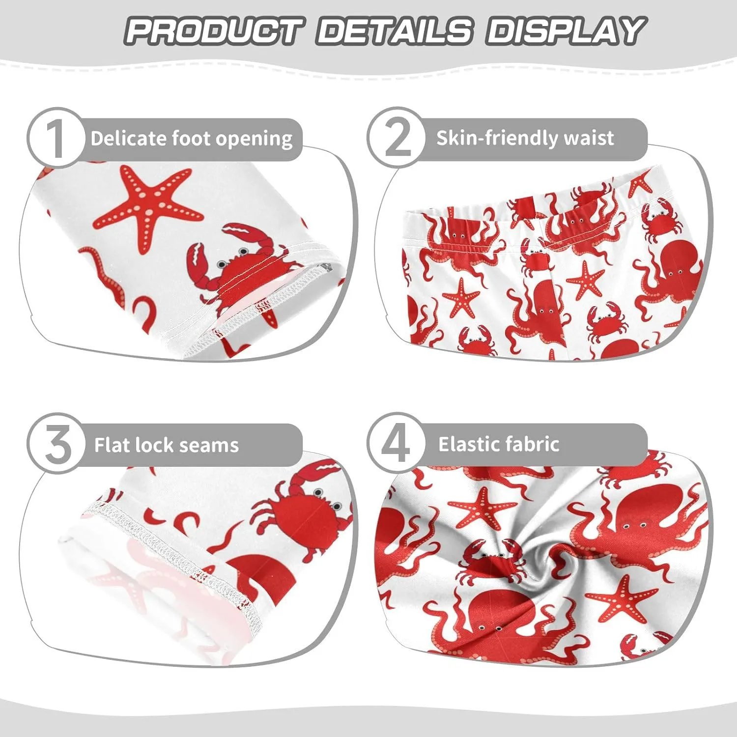 Aslsiy Girls Leggings Cute Crab Octopus Starfish Toddler Stretch Tights Pants