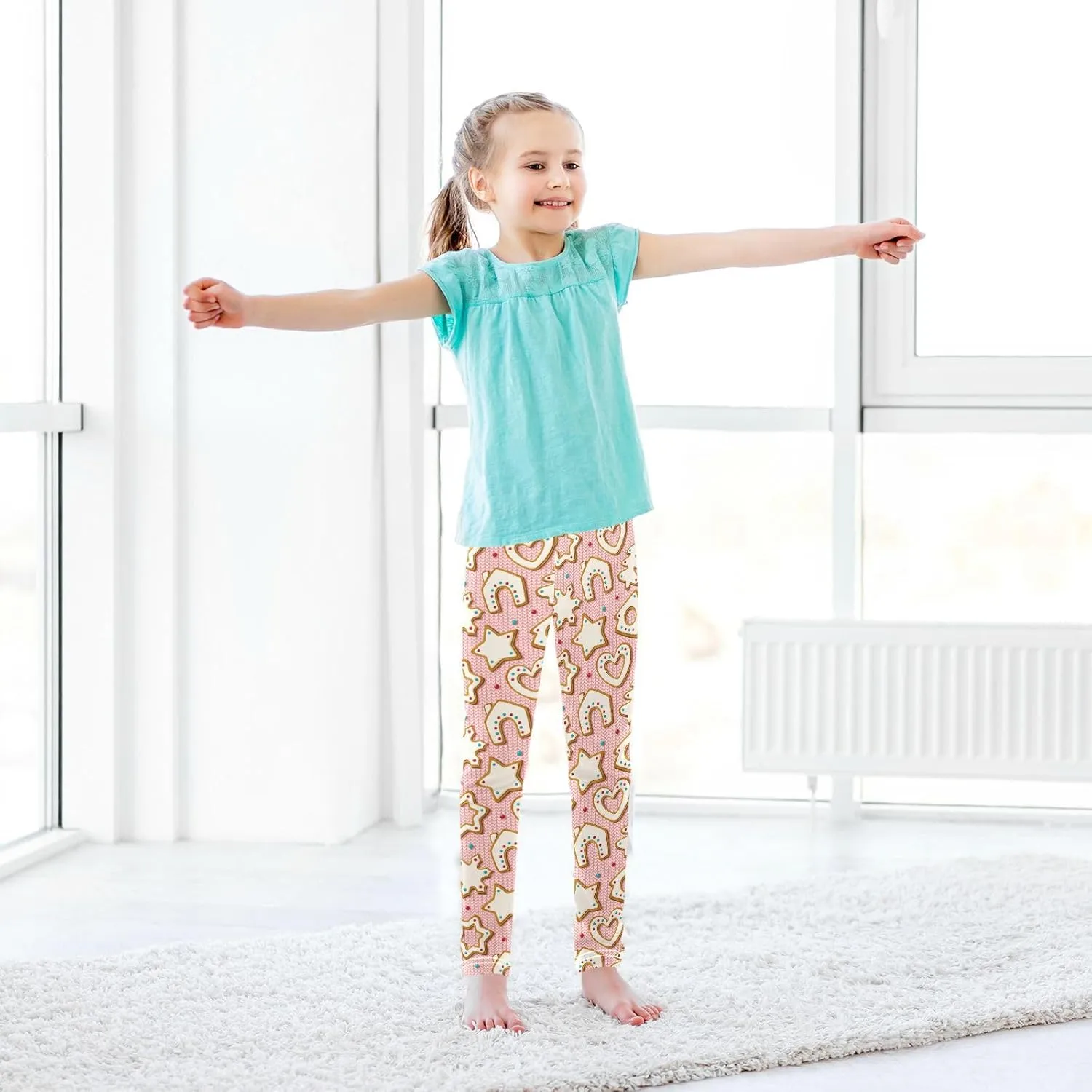 Aslsiy Girls Leggings Stretch Toddler Tights Pants Full Length Dance Yoga Pants 4-10T