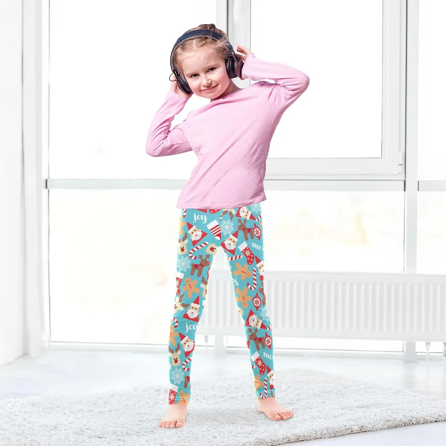 Aslsiy Girls Leggings Stretch Toddler Tights Pants Full Length Dance Yoga Pants 4-10T