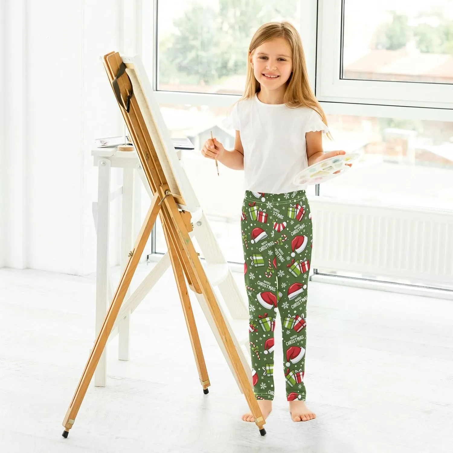 Aslsiy Girls Leggings Stretch Toddler Tights Pants Full Length Dance Yoga Pants 4-10T