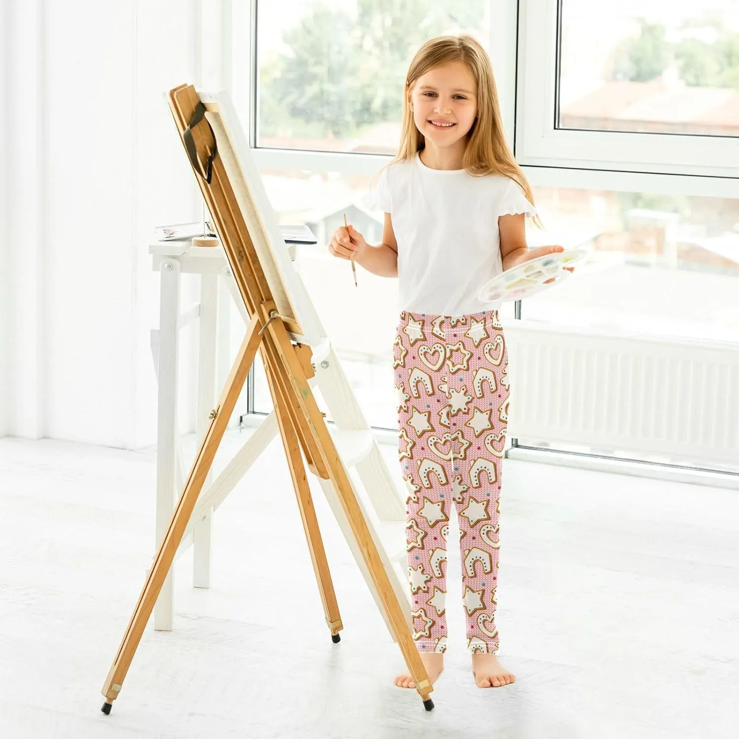 Aslsiy Girls Leggings Stretch Toddler Tights Pants Full Length Dance Yoga Pants 4-10T