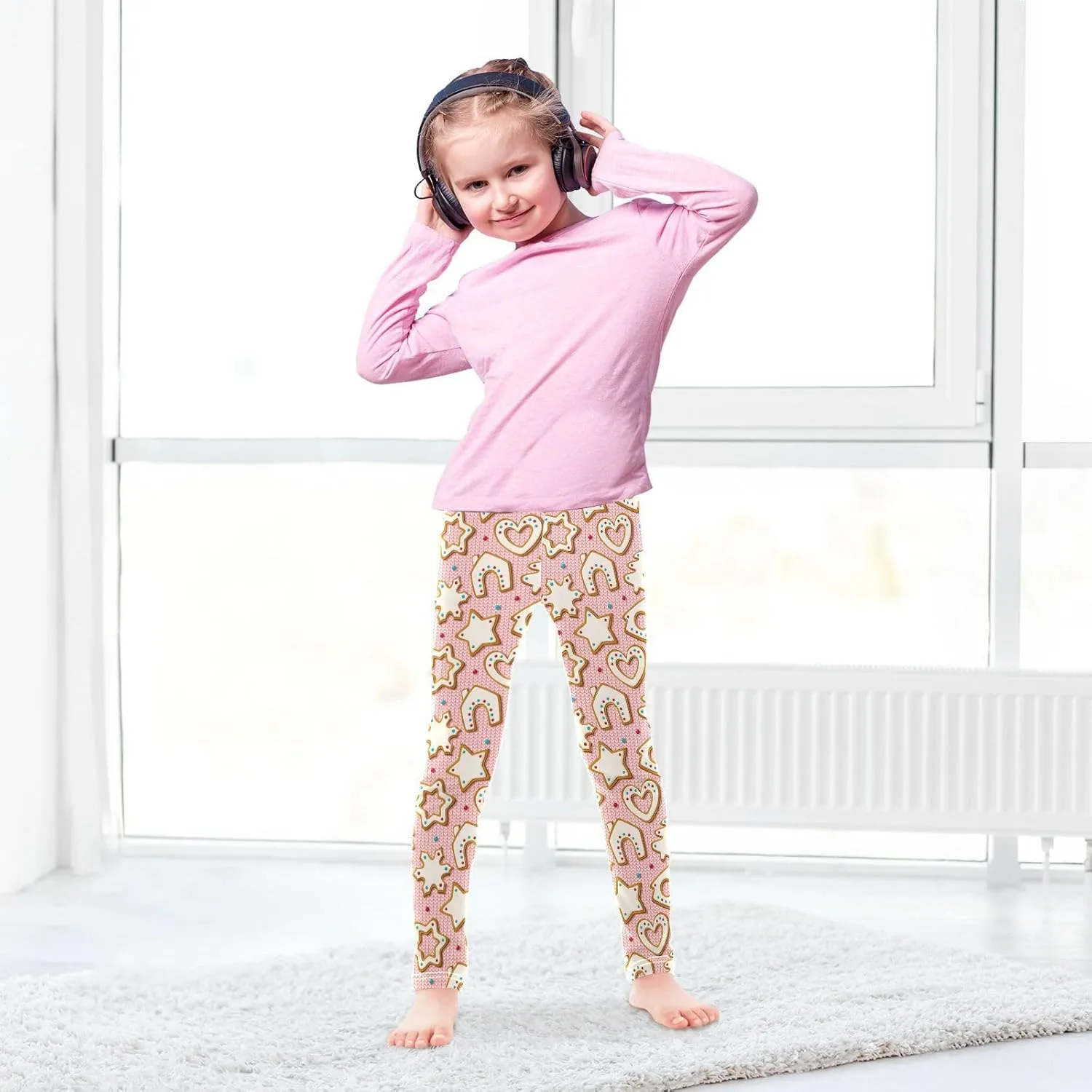 Aslsiy Girls Leggings Stretch Toddler Tights Pants Full Length Dance Yoga Pants 4-10T