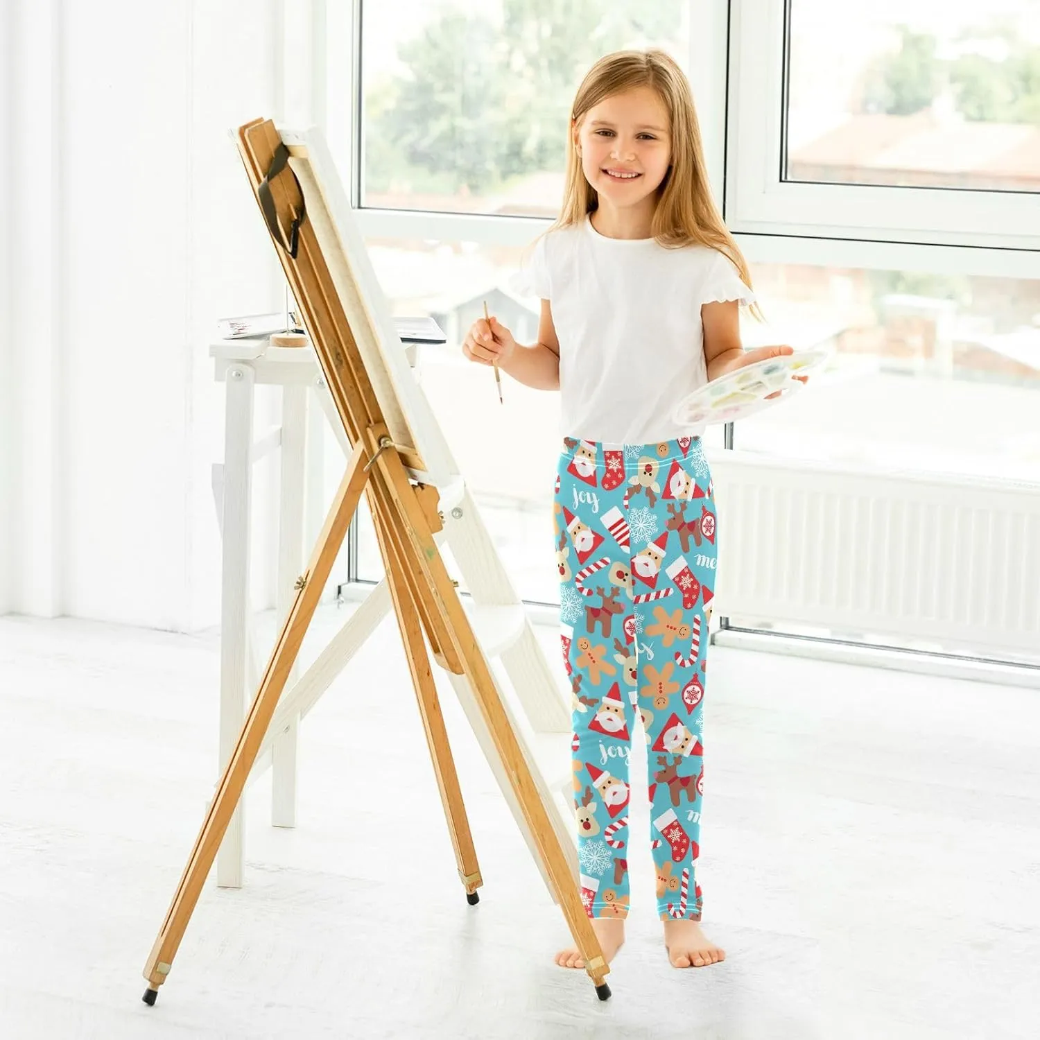 Aslsiy Girls Leggings Stretch Toddler Tights Pants Full Length Dance Yoga Pants 4-10T