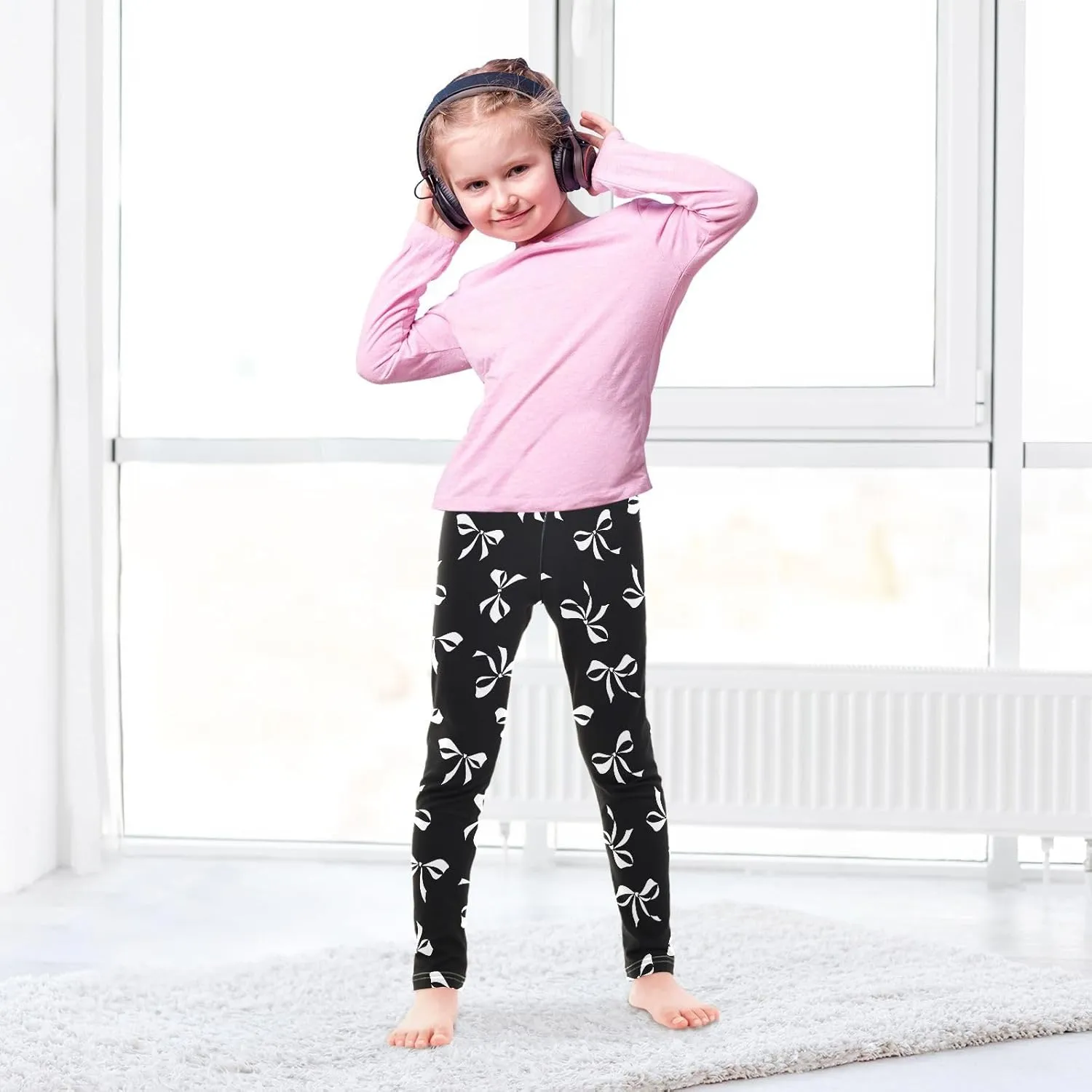 Aslsiy Girls Leggings Toddler Tights Pants Full Length Stretch Dance Yoga Pants 4-10T