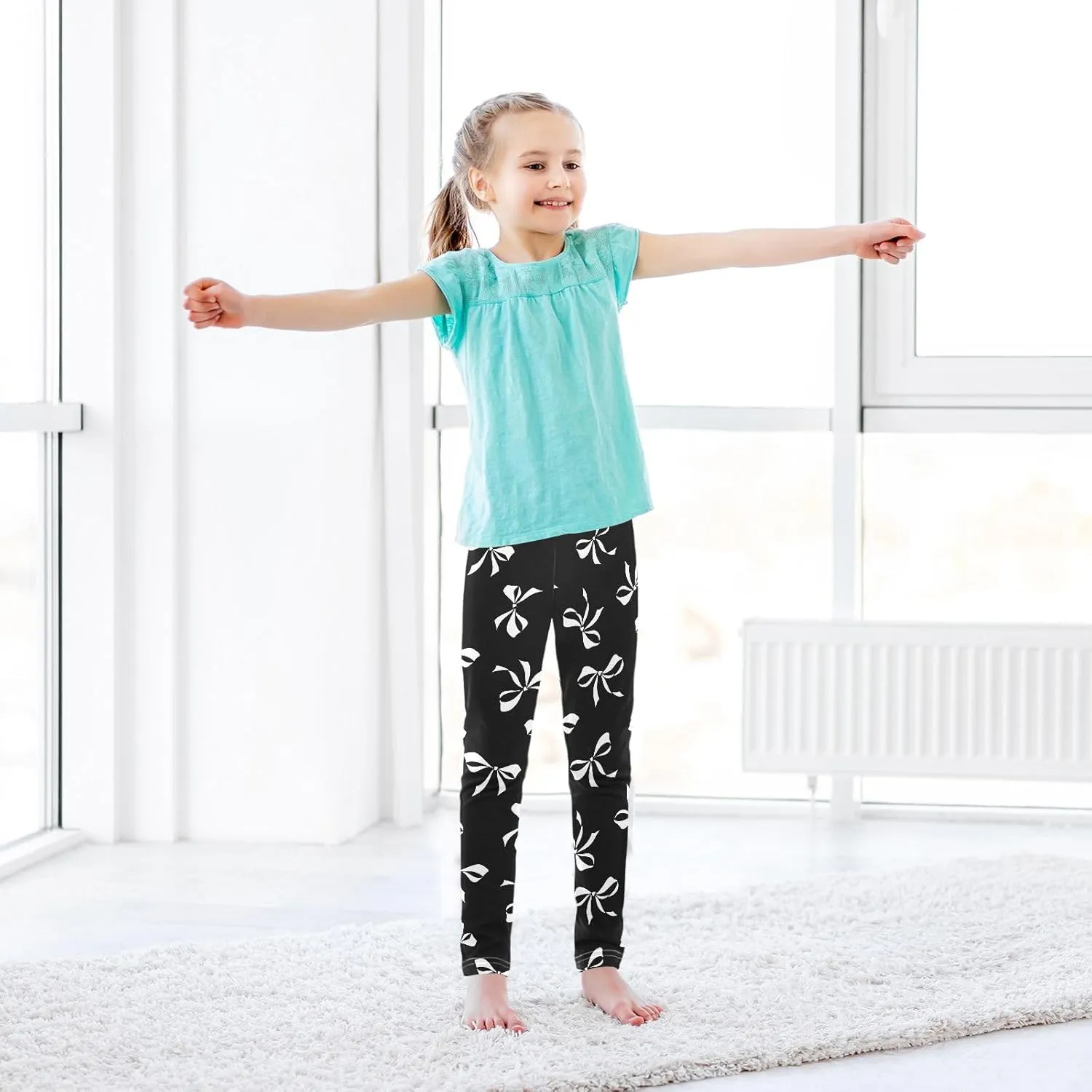 Aslsiy Girls Leggings Toddler Tights Pants Full Length Stretch Dance Yoga Pants 4-10T