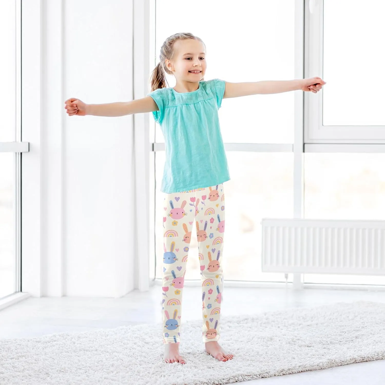 Aslsiy Girls Stretch Leggings Toddler Tights Pants Full Length Dance Yoga Pants 4-10T