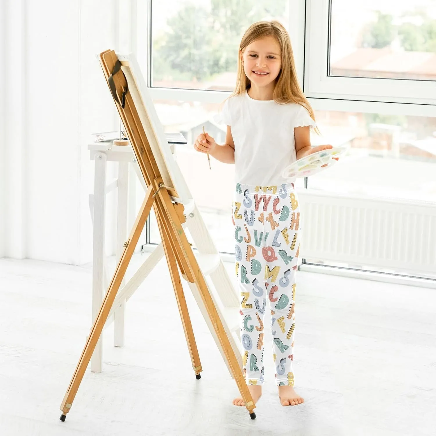 Aslsiy Girls Stretch Leggings Toddler Tights Pants Full Length Dance Yoga Pants 4-10T
