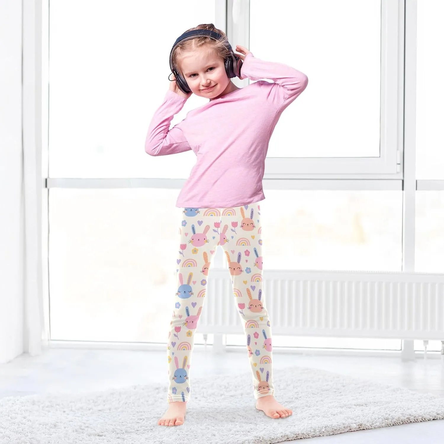 Aslsiy Girls Stretch Leggings Toddler Tights Pants Full Length Dance Yoga Pants 4-10T