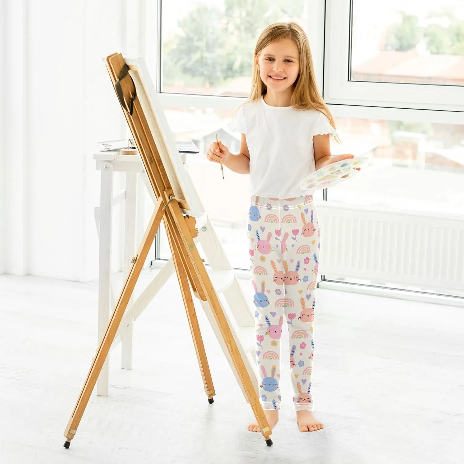 Aslsiy Girls Stretch Leggings Toddler Tights Pants Full Length Dance Yoga Pants 4-10T