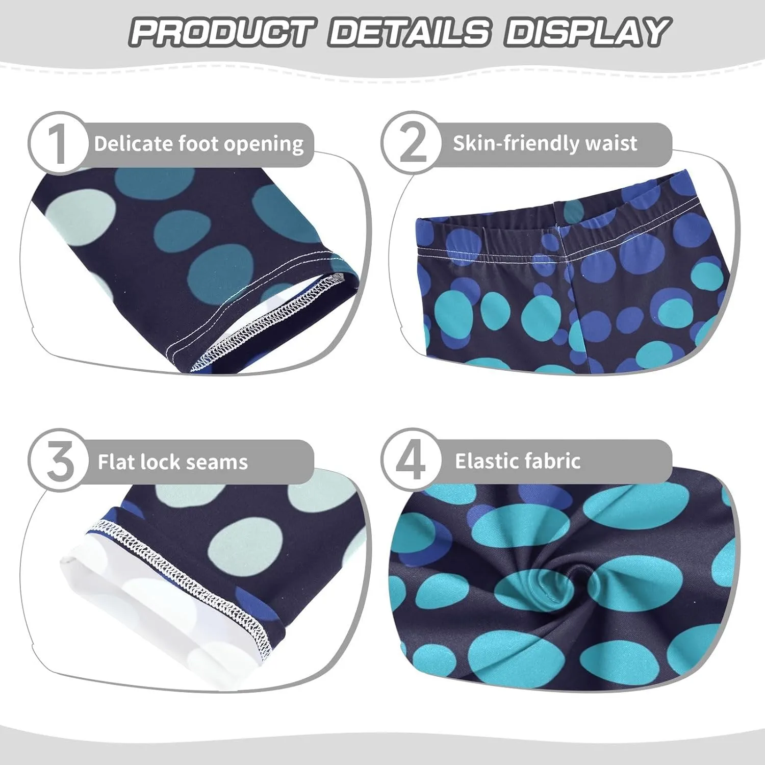 Aslsiy Polka Dot Flower Girls Leggings Blue Green Toddler Stretch Tights Pants