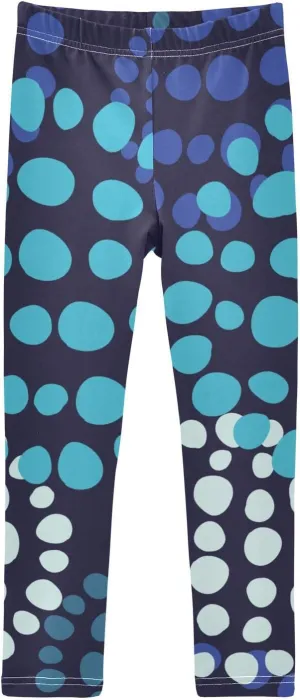 Aslsiy Polka Dot Flower Girls Leggings Blue Green Toddler Stretch Tights Pants