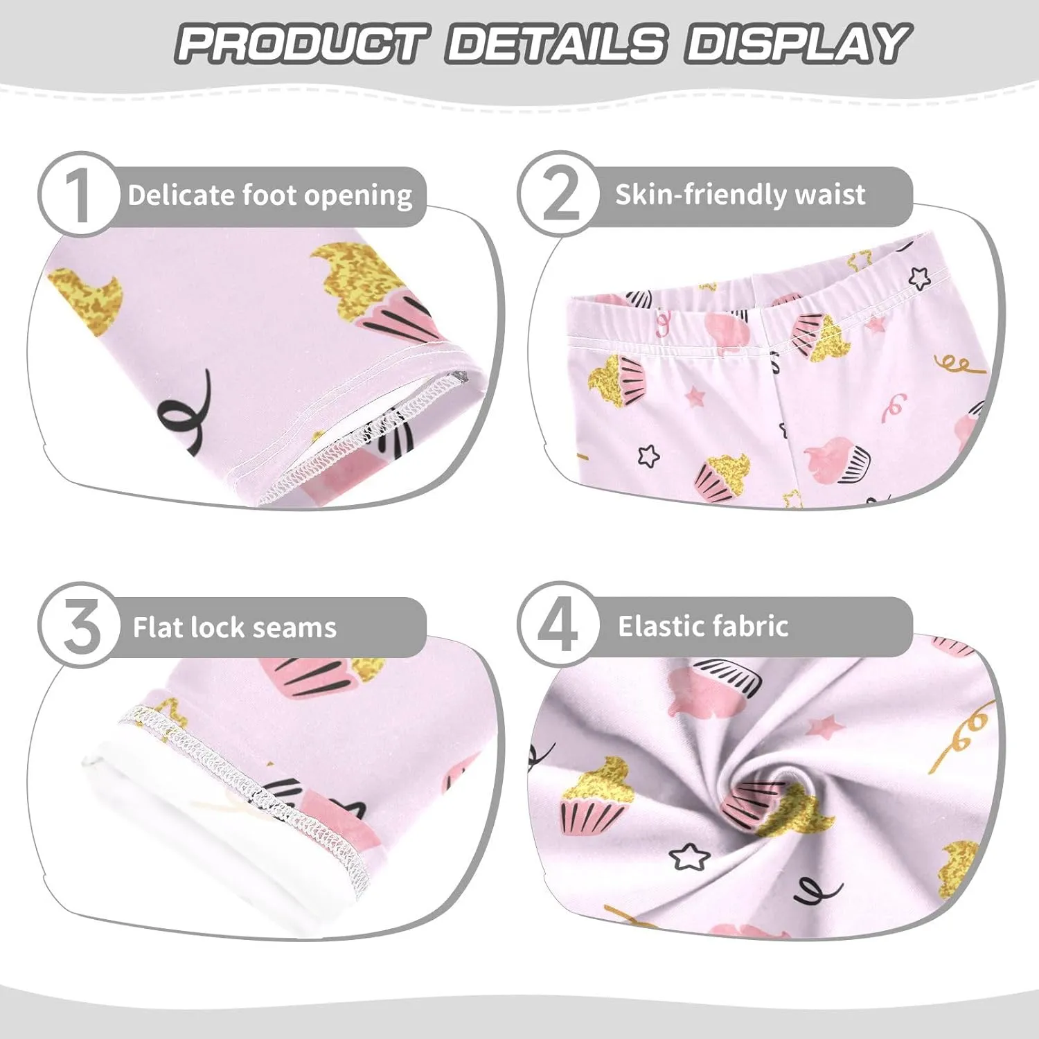 Aslsiy Sweet Cupcakes Stars Girls Leggings Toddler Stretch Tights Pants