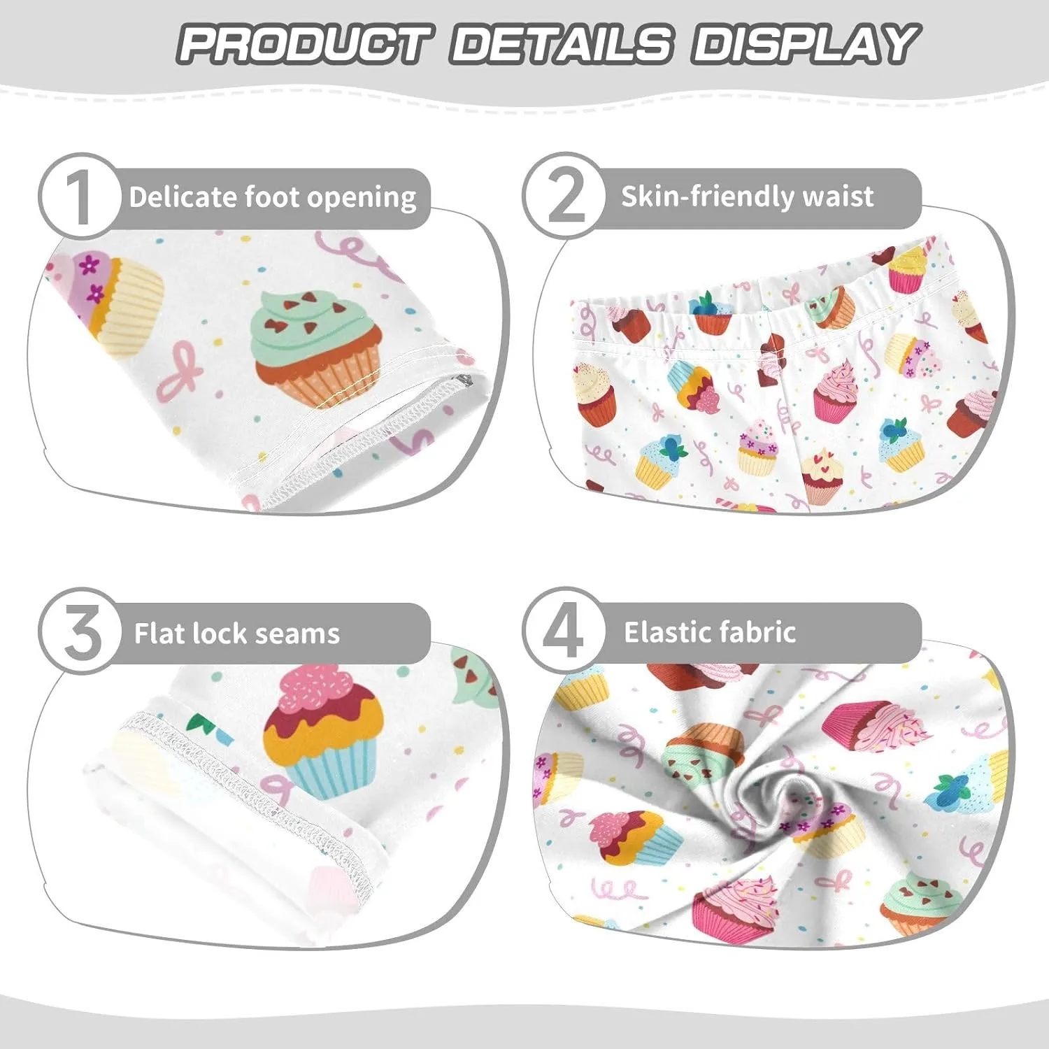 Aslsiy Yummy Cupcakes Girls Leggings Sweet Dessert Toddler Stretch Tights Pants