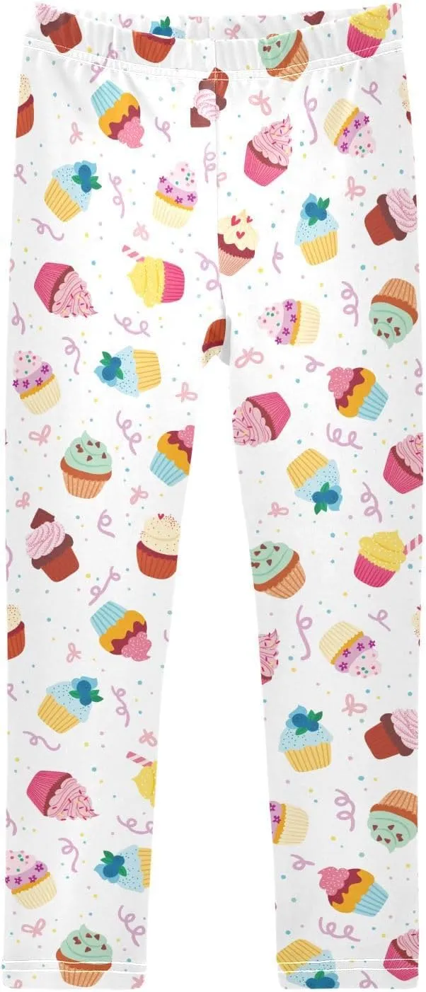 Aslsiy Yummy Cupcakes Girls Leggings Sweet Dessert Toddler Stretch Tights Pants