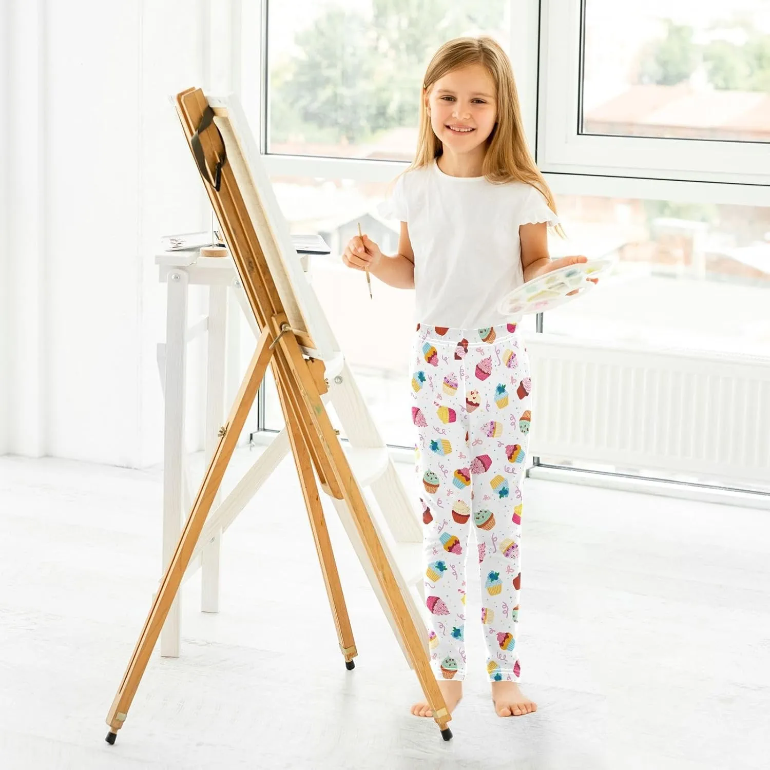 Aslsiy Yummy Cupcakes Girls Leggings Sweet Dessert Toddler Stretch Tights Pants