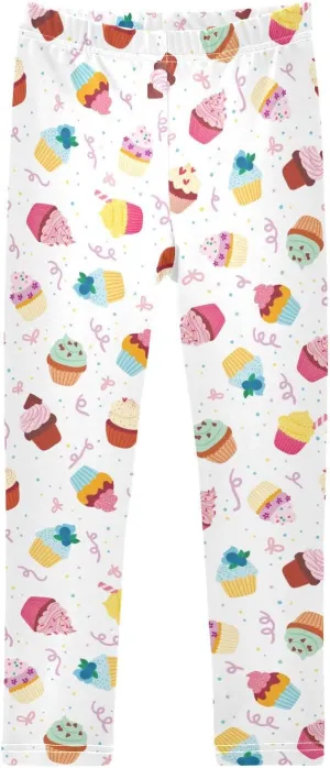 Aslsiy Yummy Cupcakes Girls Leggings Sweet Dessert Toddler Stretch Tights Pants