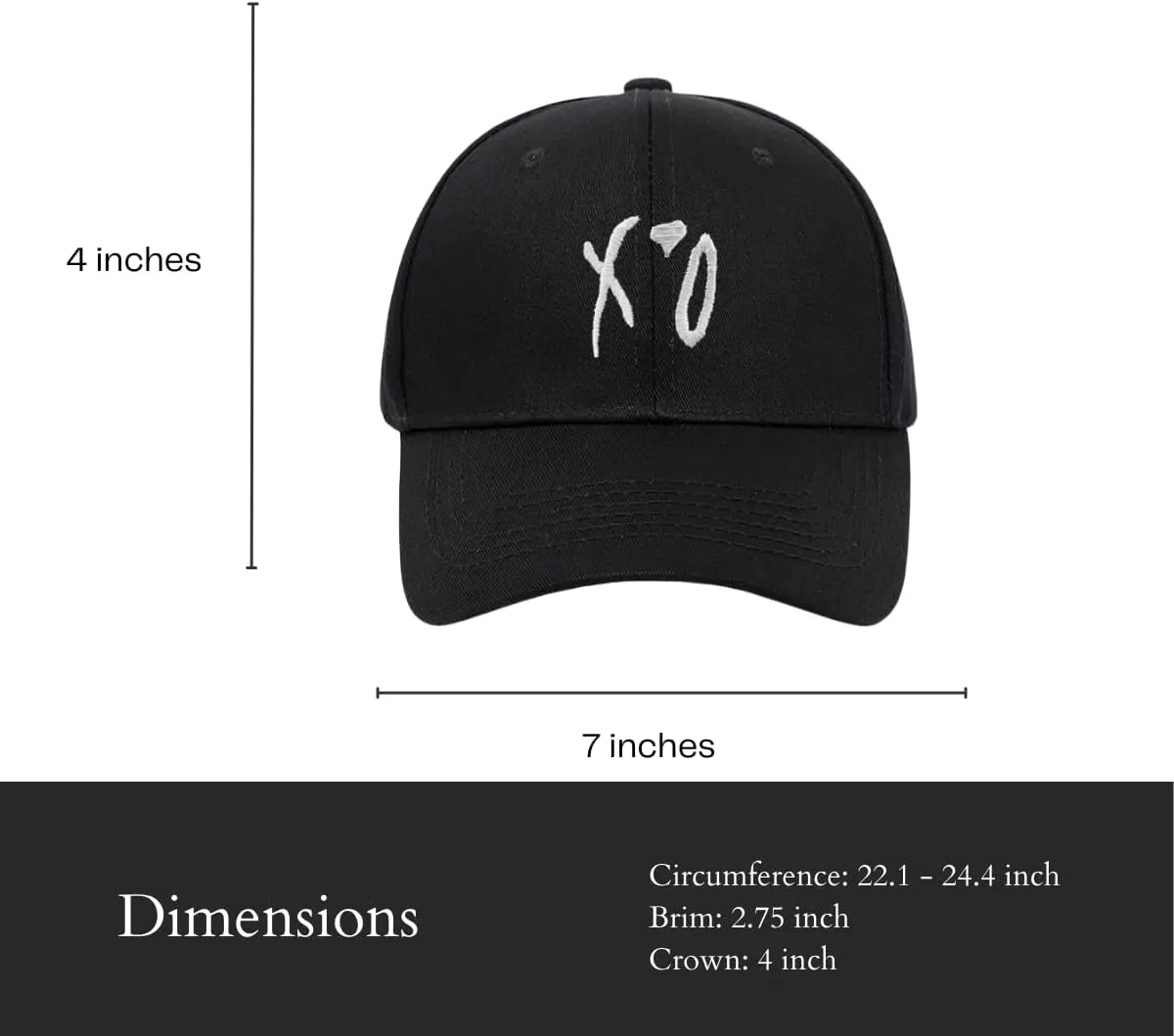 Baseball Cap, Hip Hop Stylish Trucker Hat for Men & Women, XO Embroidered Adjustable Streetwear Cap for Casual & Outdoor Wear