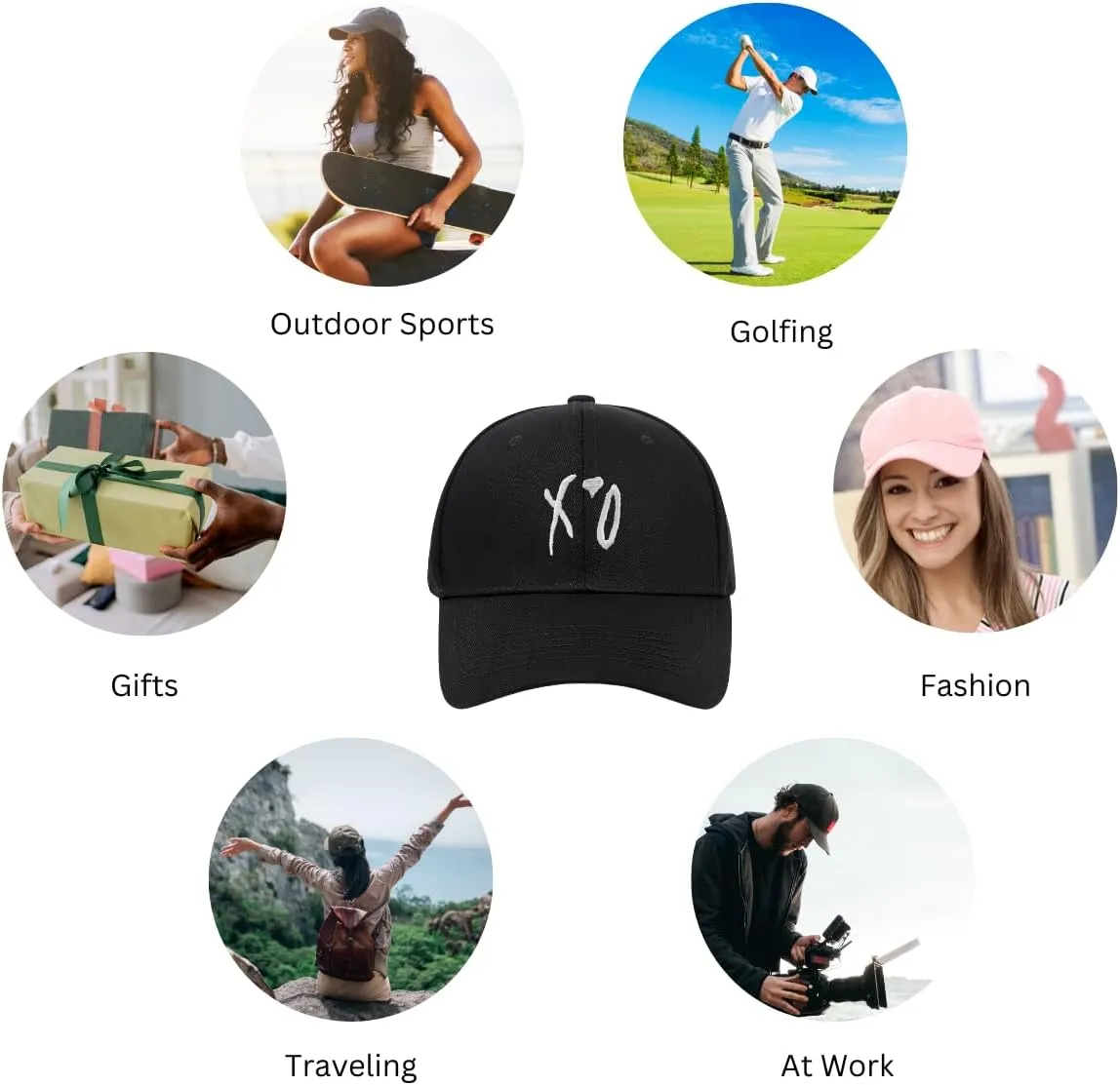 Baseball Cap, Hip Hop Stylish Trucker Hat for Men & Women, XO Embroidered Adjustable Streetwear Cap for Casual & Outdoor Wear