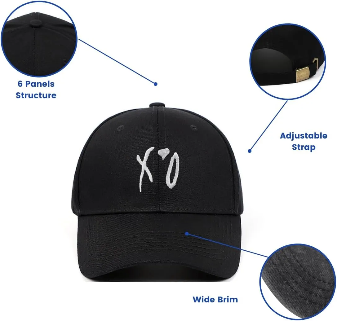Baseball Cap, Hip Hop Stylish Trucker Hat for Men & Women, XO Embroidered Adjustable Streetwear Cap for Casual & Outdoor Wear