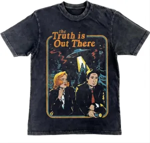 Bellelement The Truth is Out There Vintage Acid Wash T-Shirt Hip Hop Tee Tops
