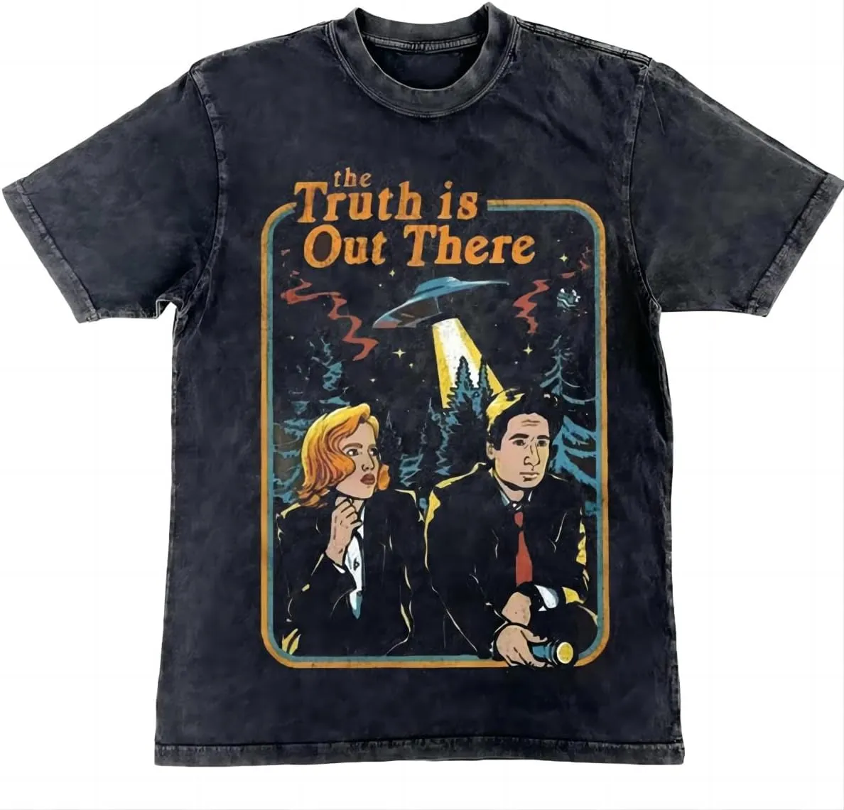 Bellelement The Truth is Out There Vintage Acid Wash T-Shirt Hip Hop Tee Tops