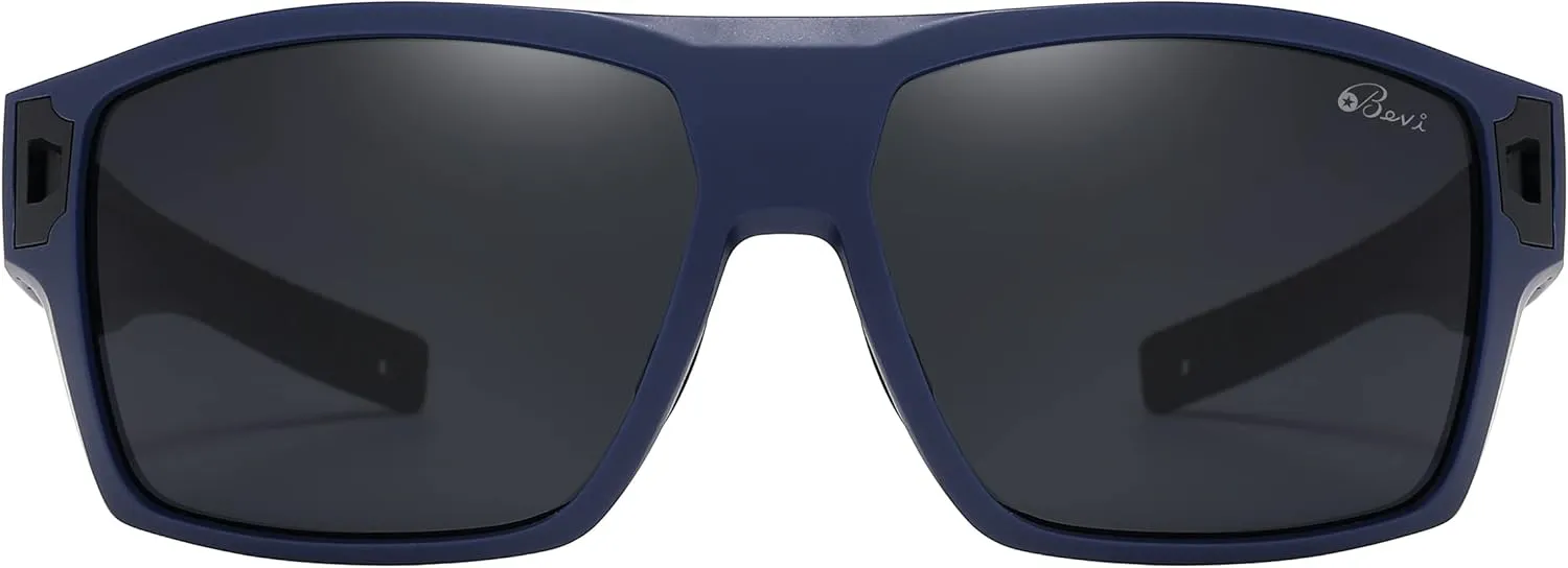 Bevi Square Polarized Sunglasses UV 400 Protection with TR90 Lightweight Frame Glasses for Women Men