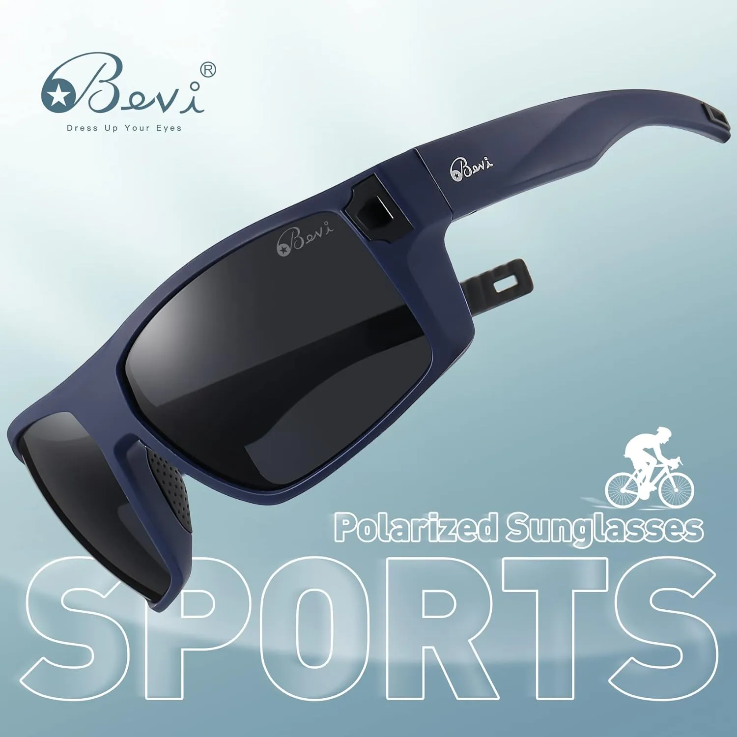 Bevi Square Polarized Sunglasses UV 400 Protection with TR90 Lightweight Frame Glasses for Women Men