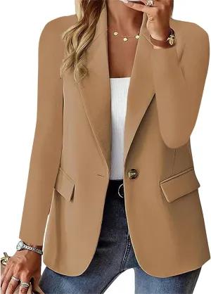 Blazers for Women Business Dressy Open Front Casual Suit Jacket Lightweight Elegant Long Sleeve Work Office Blazer