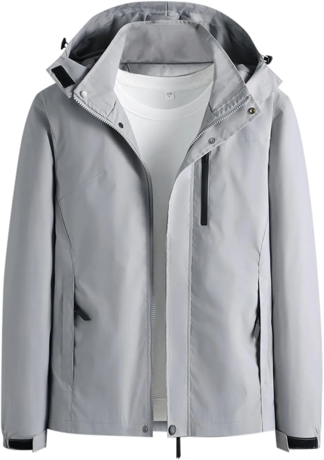 Bomber Jacket Men, Men's Lightweight Windbreaker Rain Jacket Raincoat with Detachable Hood for Hiking Gym Activewear