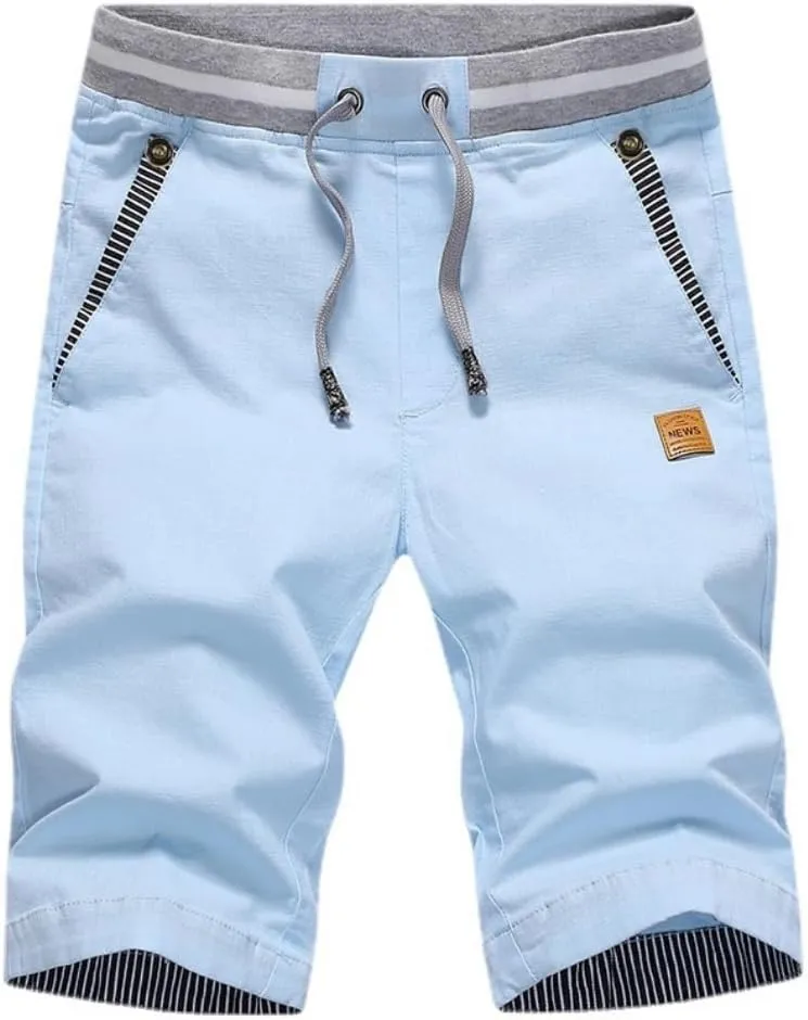 Boy's Casual Shorts Summer Classic Fit Drawstring Elastic Waist Beach Shorts with Pockets