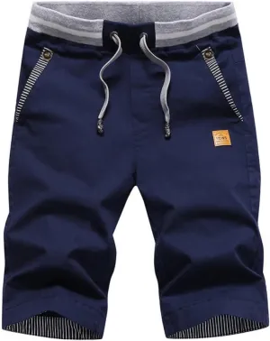 Boy's Casual Shorts Summer Classic Fit Drawstring Elastic Waist Beach Shorts with Pockets
