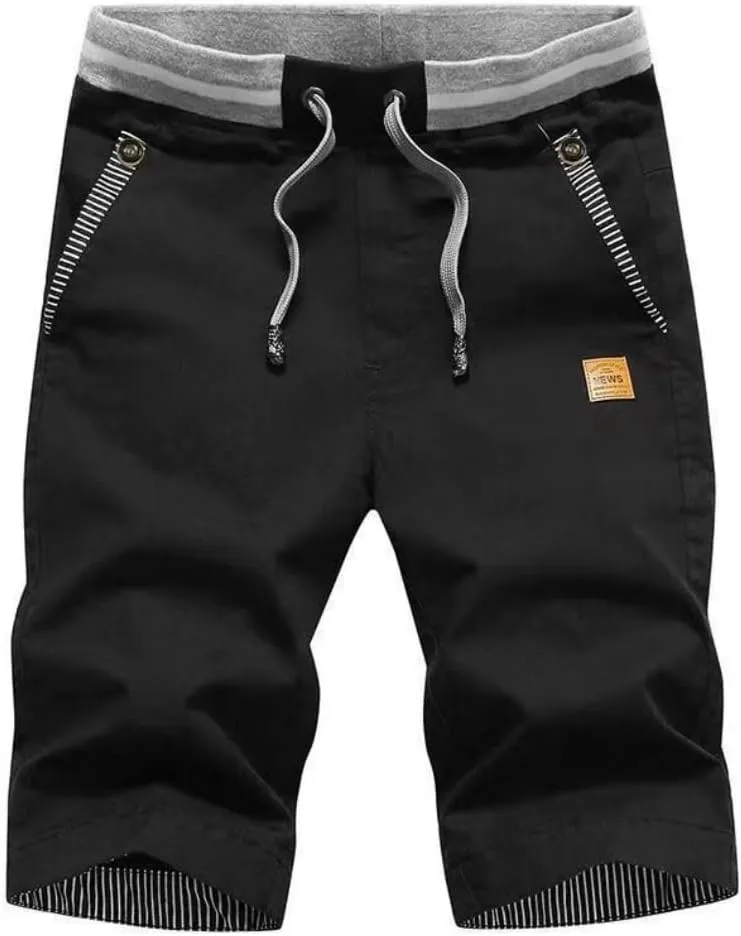 Boy's Casual Shorts Summer Classic Fit Drawstring Elastic Waist Beach Shorts with Pockets