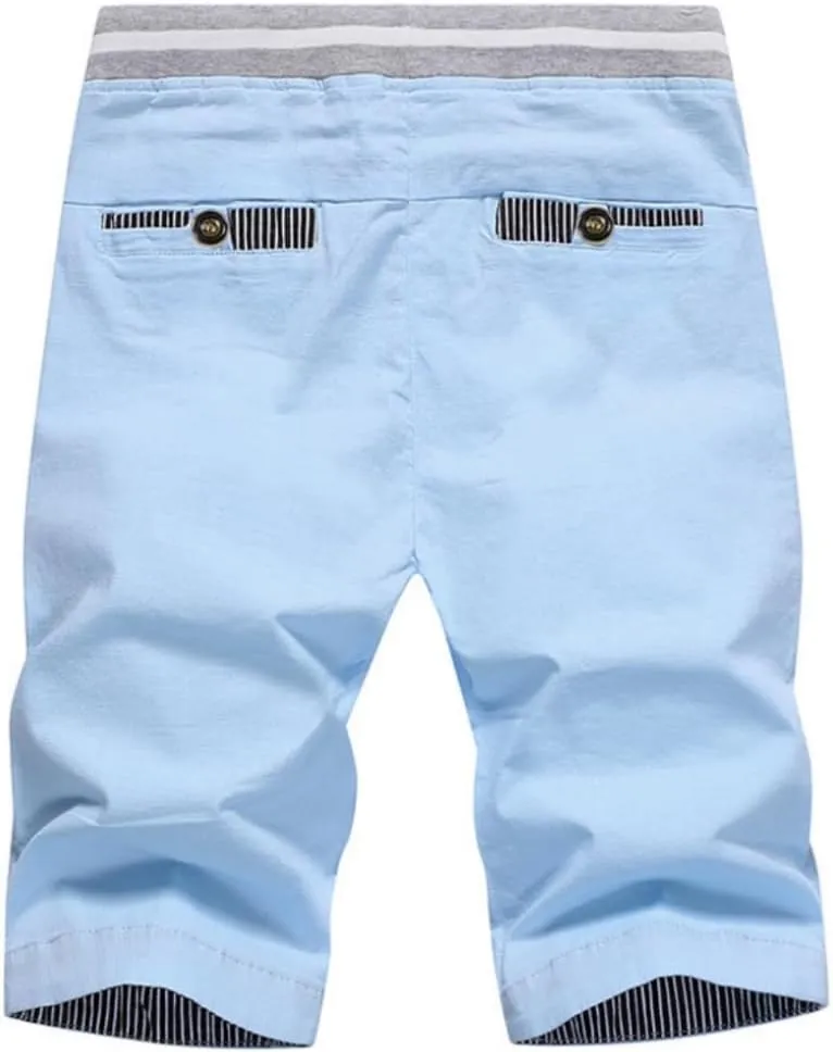 Boy's Casual Shorts Summer Classic Fit Drawstring Elastic Waist Beach Shorts with Pockets