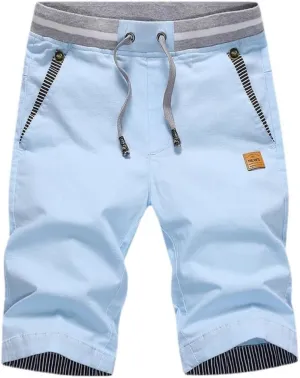 Boy's Casual Shorts Summer Classic Fit Drawstring Elastic Waist Beach Shorts with Pockets