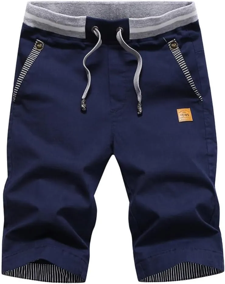 Boy's Casual Shorts Summer Classic Fit Drawstring Elastic Waist Beach Shorts with Pockets