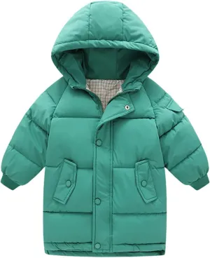 Boys Girls Winter Coat Kids Toddler Unisex Zip Up Puffer Jacket Outdoor Warm Clothes Solid Long Down Coats Outerwear