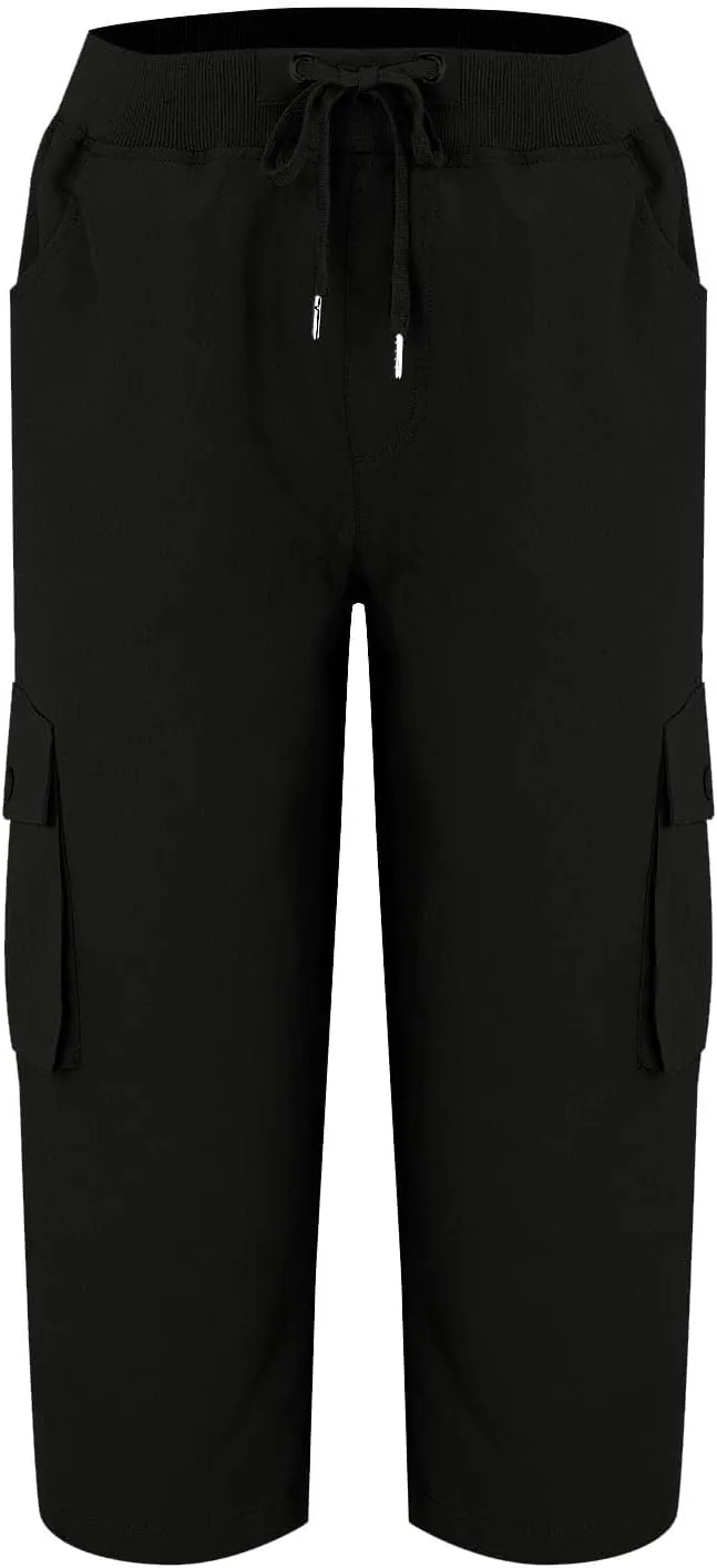 Cargo Capris for Women Casual Summer Drawstring Waisted Hiking Jogger Capris Dressy Lightweight Loose Fit Cargo Pants